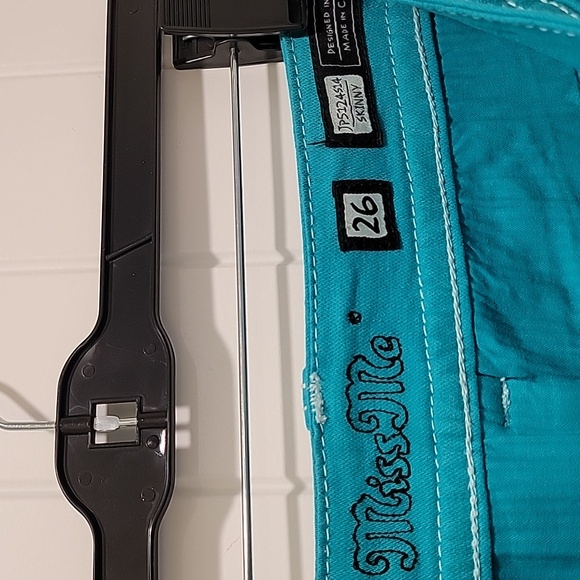 Miss Me Teal Skinny Low Rise Jeans Size 26 - Picture 3 of 11